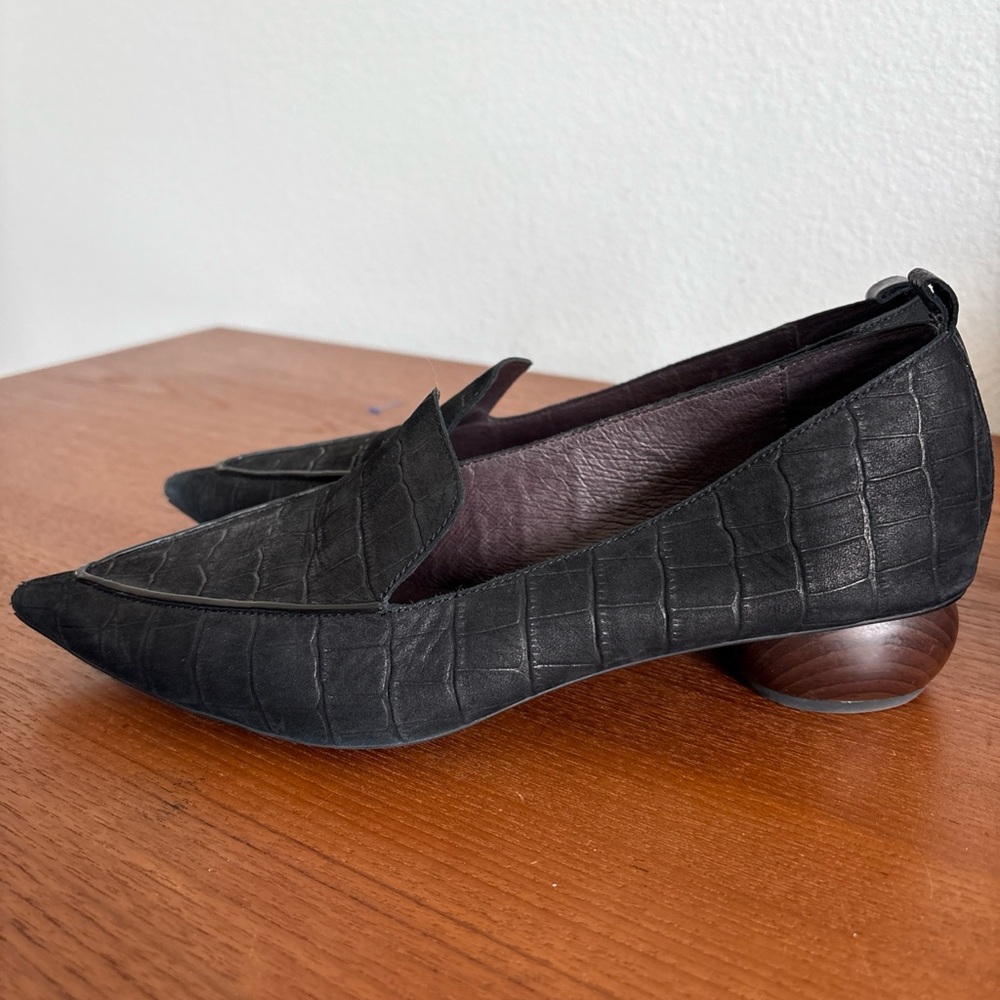 Jeffery Campbell - Viona Black Patent Croc Leather Pointed Toe Circle Heels 8.5 - Picture 3 of 10
